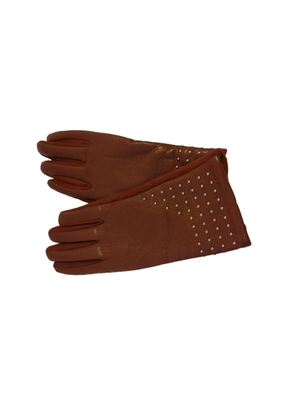 Cracker Barrel Camel Burgundy Leather Gloves w. Studs NWT